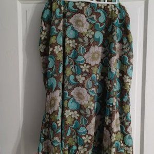 Sag Harbor, brown/tea;/green floral print A-line skirt
